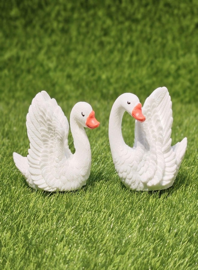 ARUNA DECOR Miniature Swan Mini Figurines Miniature Garden Decor Fairy Garden Set of 2 (White Swan) - Image 5